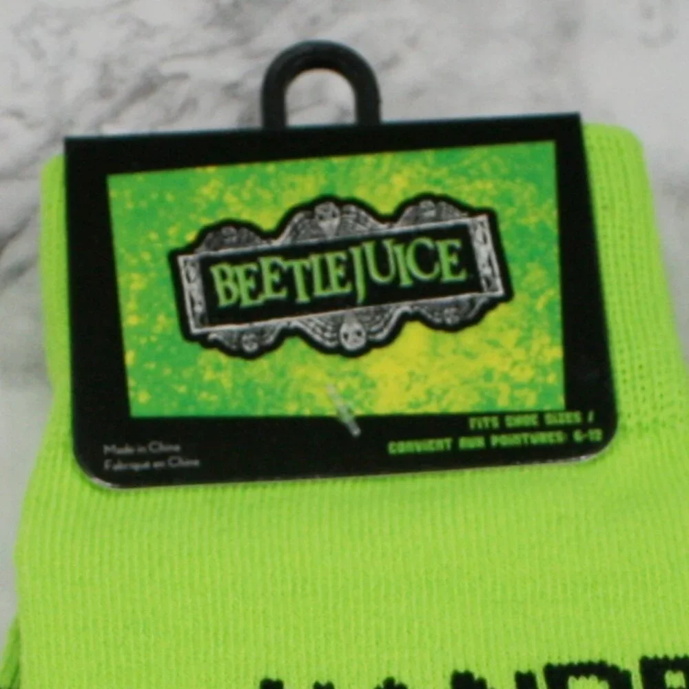 BEETLEJUICE Socks Halloween Spooky Creepy Crew Unisex October Lime One Size